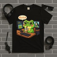 Anime Frog It Geek Otaku Coding Desk Boba Lover T-Shirt