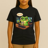 Anime Frog It Geek Otaku Coding Desk Boba Lover T-Shirt