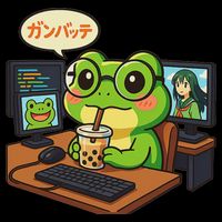Anime Frog It Geek Otaku Coding Desk Boba Lover T-Shirt