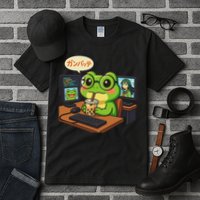 Anime Frog It Geek Otaku Coding Desk Boba Lover Tall T-Shirt