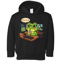Anime Frog It Geek Otaku Coding Desk Boba Lover Toddler Hoodie