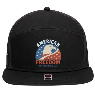 American Freedom Independence Day 7 Panel Mesh Trucker Snapback Hat