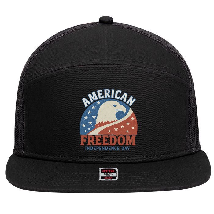 American Freedom Independence Day 7 Panel Mesh Trucker Snapback Hat