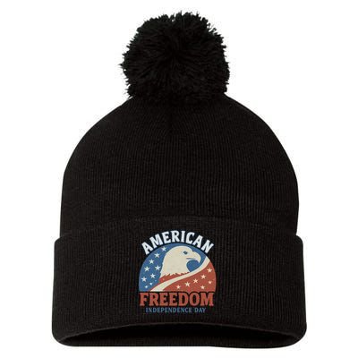 American Freedom Independence Day Pom Pom 12in Knit Beanie