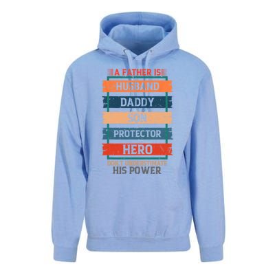 A Father Is Husband Daddy Son Protector Hero Fathers Day Unisex Surf Hoodie