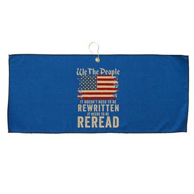 American Flag It Needs To Be Reread We The People Vintage Large Microfiber Waffle Golf Towel