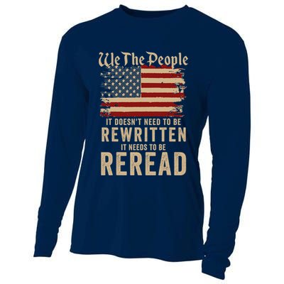 American Flag It Needs To Be Reread We The People Vintage Cooling Performance Long Sleeve Crew