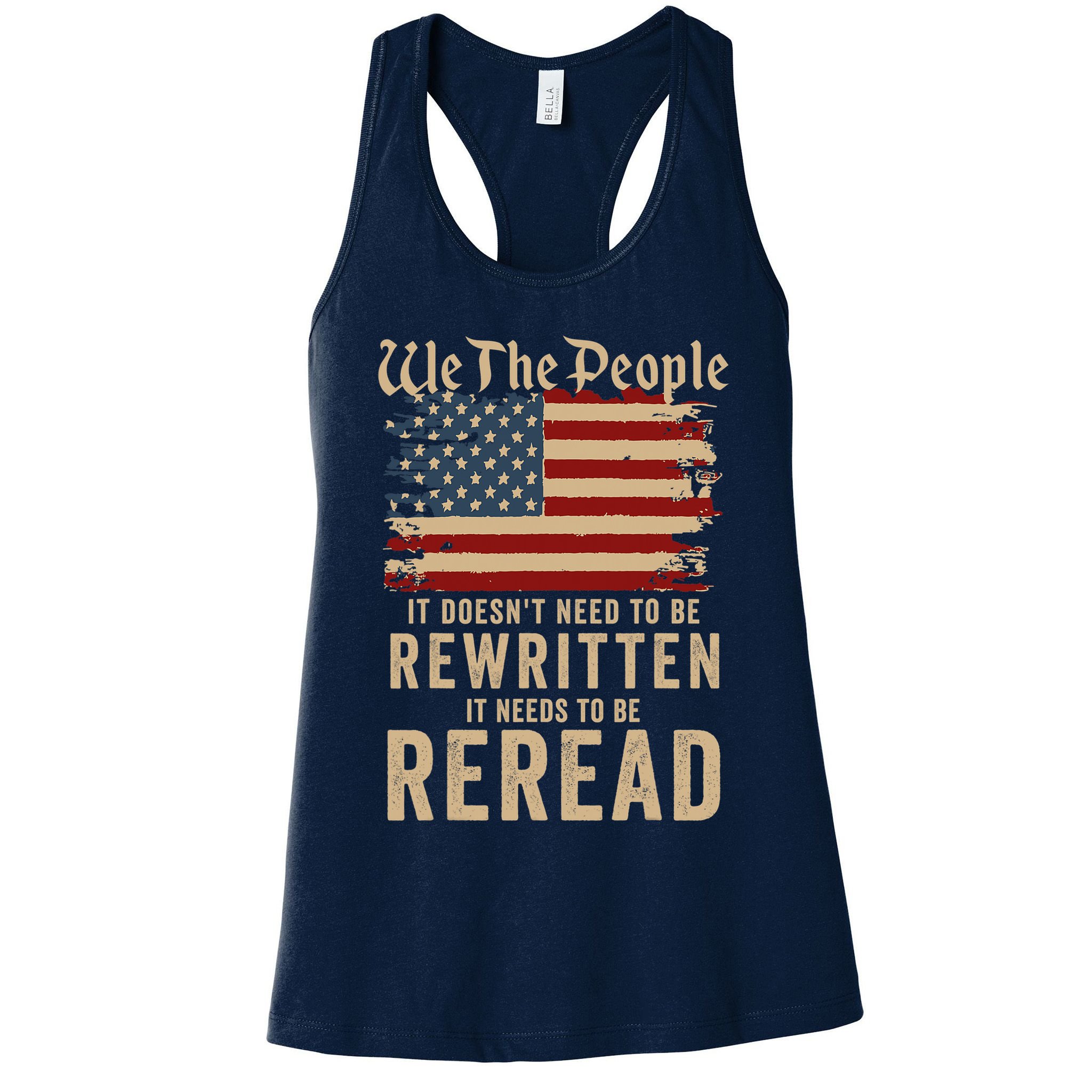 American Flag It Needs To Be Reread We The People Vintage Womens Tank Top