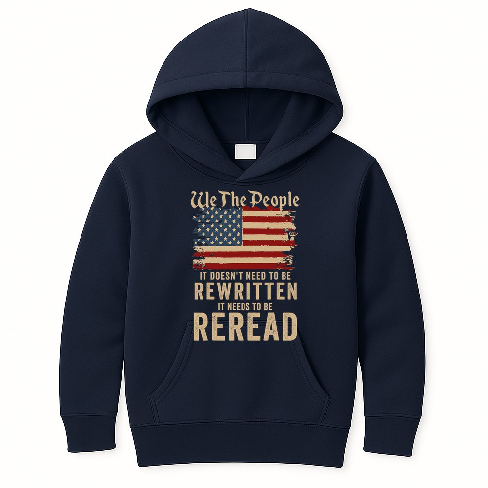 American Flag It Needs To Be Reread We The People Vintage Kids Hoodie