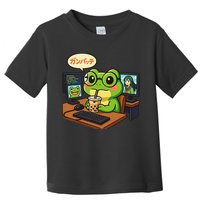 Anime Frog IT Geek Otaku Coding Desk Boba Lover Toddler T-Shirt