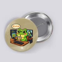 Anime Frog IT Geek Otaku Coding Desk Boba Lover Button
