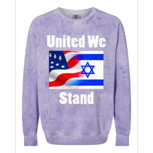 American Flag Israel Flag United We Stand Colorblast Crewneck Sweatshirt