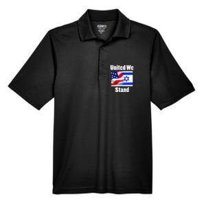 American Flag Israel Flag United We Stand Men's Origin Performance Pique Polo