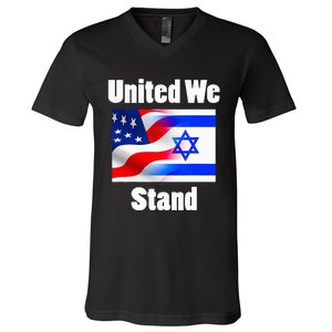 American Flag Israel Flag United We Stand V-Neck T-Shirt