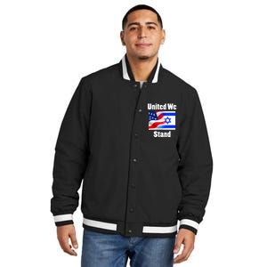 American Flag Israel Flag United We Stand Insulated Varsity Jacket