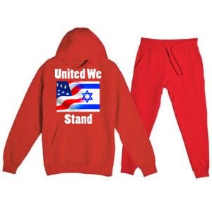 American Flag Israel Flag United We Stand Premium Hooded Sweatsuit Set