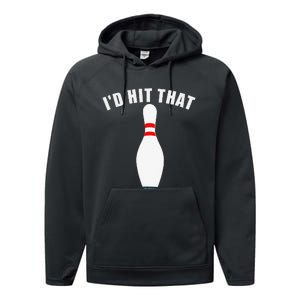 Affordable Funny Id Hit That Novelty Gift Idea Bowling Pin Performance Fleece Hoodie