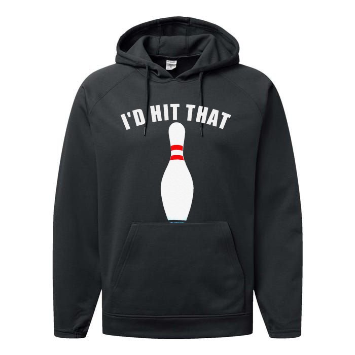 Affordable Funny Id Hit That Novelty Gift Idea Bowling Pin Performance Fleece Hoodie