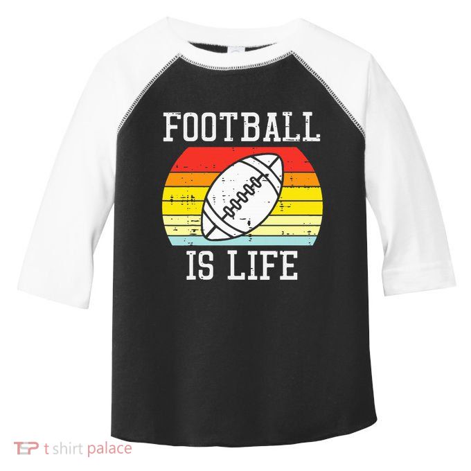 American Football Is Life Sunset Retro Sports Toddler Fine Jersey T-Shirt