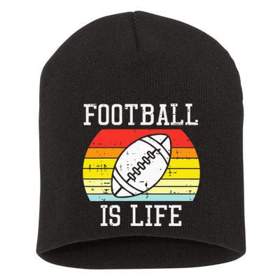 American Football Is Life Sunset Retro Sports Short Acrylic Beanie