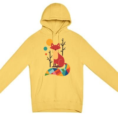 Abstract Fox Illustration Pattern Premium Pullover Hoodie