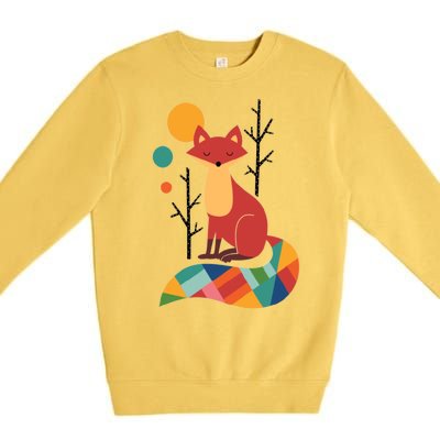 Abstract Fox Illustration Pattern Premium Crewneck Sweatshirt