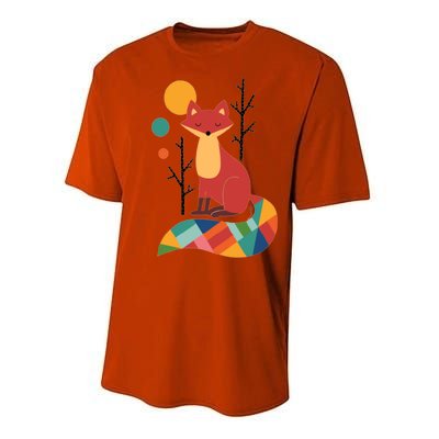 Abstract Fox Illustration Pattern Performance Sprint T-Shirt