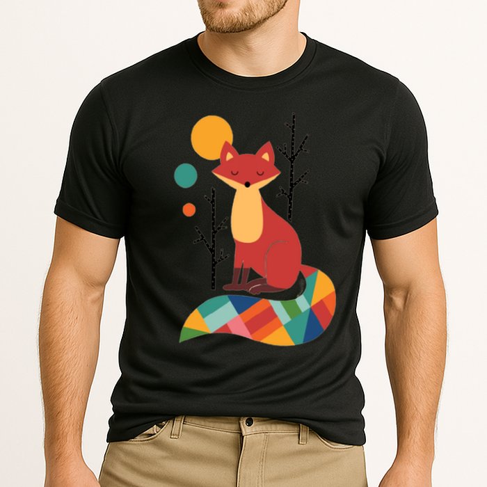 Abstract Fox Illustration Pattern Performance Shirt
