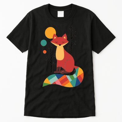 Abstract Fox Illustration Pattern Tall T-Shirt