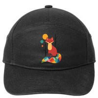 Abstract Fox Illustration Pattern 7-Panel Snapback Hat