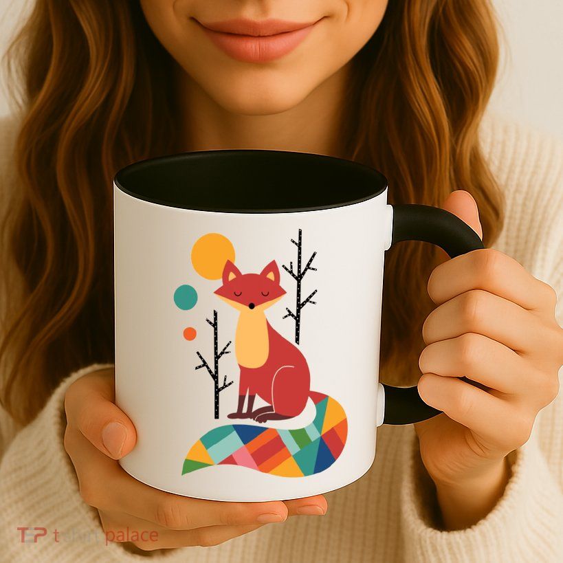 Abstract Fox Illustration Pattern Mug