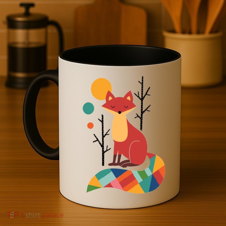 Abstract Fox Illustration Pattern Mug