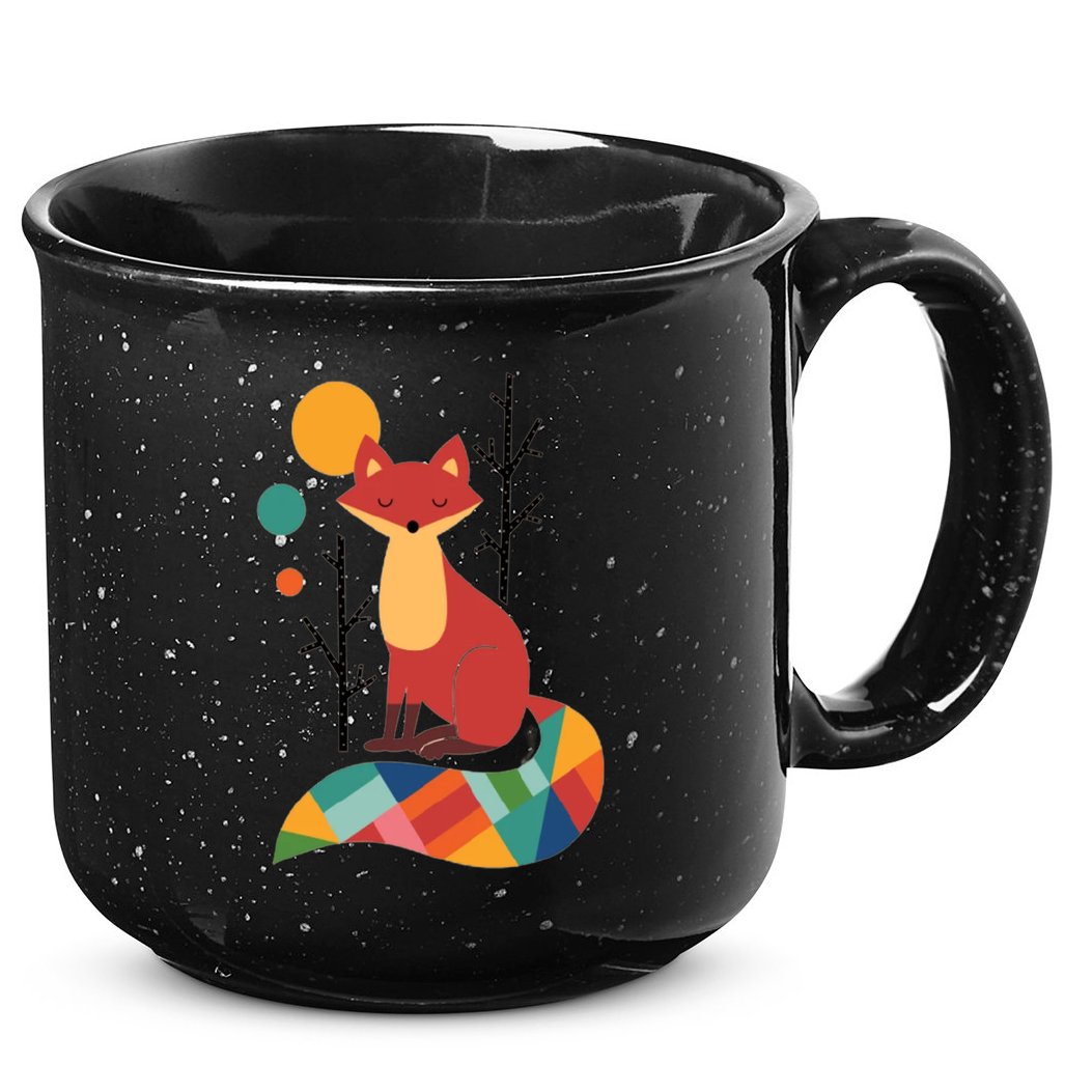 Abstract Fox Illustration Pattern 15oz Campfire Ceramic Mug