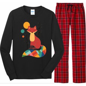 Abstract Fox Illustration Pattern Long Sleeve Pajama Set