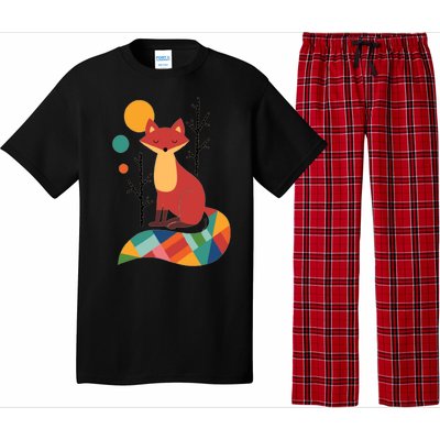 Abstract Fox Illustration Pattern Pajama Set