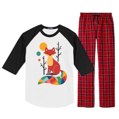 Abstract Fox Illustration Pattern Raglan Sleeve Pajama Set