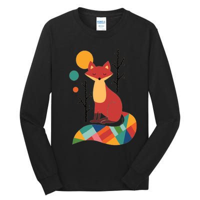 Abstract Fox Illustration Pattern Tall Long Sleeve T-Shirt