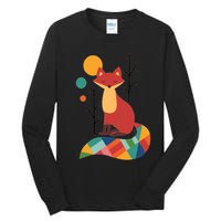 Abstract Fox Illustration Pattern Tall Long Sleeve T-Shirt
