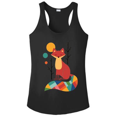Abstract Fox Illustration Pattern Ladies PosiCharge Competitor Racerback Tank