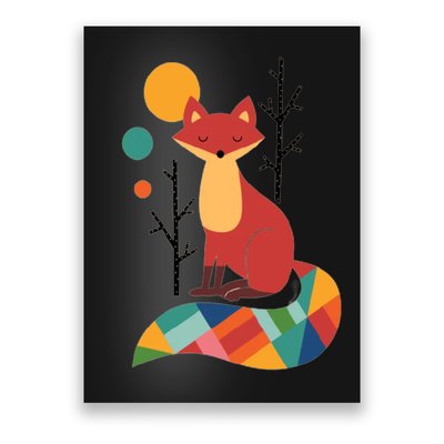 Abstract Fox Illustration Pattern Poster