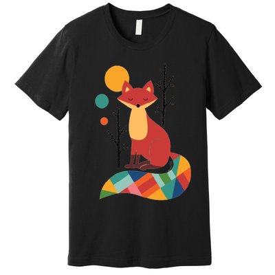 Abstract Fox Illustration Pattern Premium T-Shirt