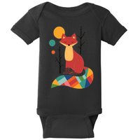 Abstract Fox Illustration Pattern Baby Bodysuit