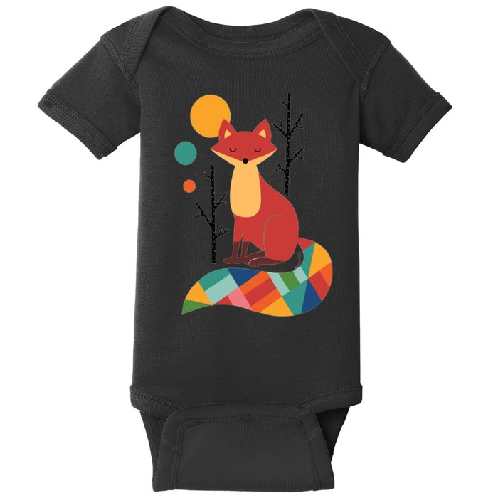 Abstract Fox Illustration Pattern Baby Bodysuit