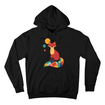 Abstract Fox Illustration Pattern Tall Hoodie