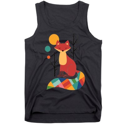 Abstract Fox Illustration Pattern Tank Top