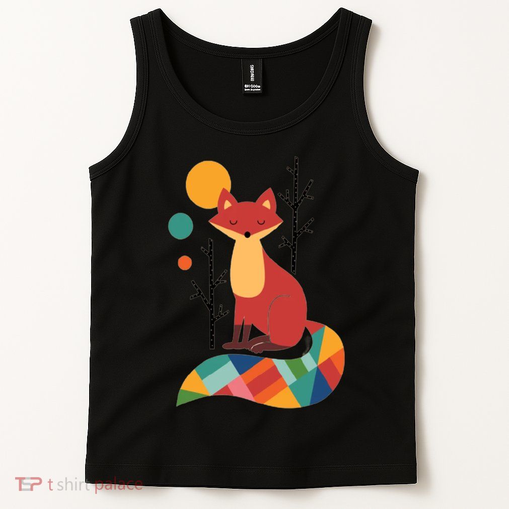 Abstract Fox Illustration Pattern Tank Top
