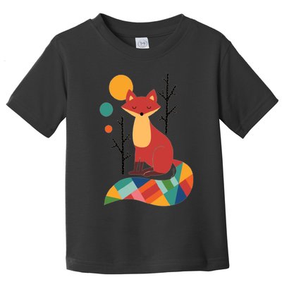 Abstract Fox Illustration Pattern Toddler T-Shirt