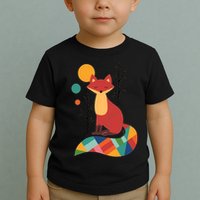 Abstract Fox Illustration Pattern Toddler T-Shirt
