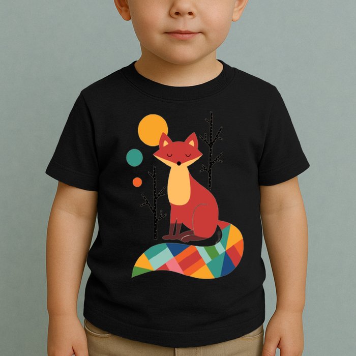 Abstract Fox Illustration Pattern Toddler T-Shirt