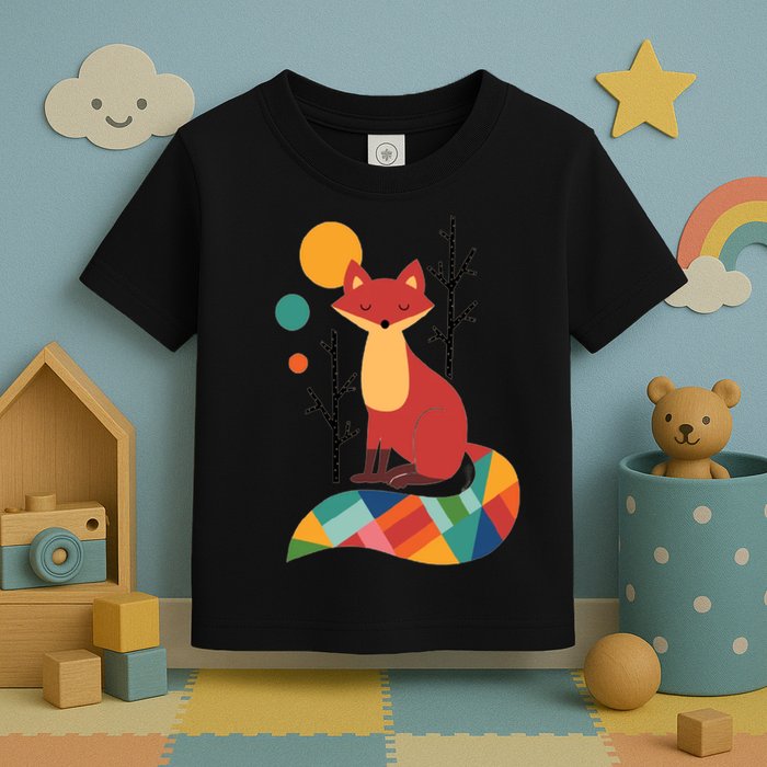 Abstract Fox Illustration Pattern Toddler T-Shirt
